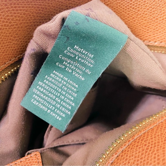 Lauren Ralph Lauren Whitney Pocket Brown Leather Tote 15” x 9” x 5” - Picture 11 of 12